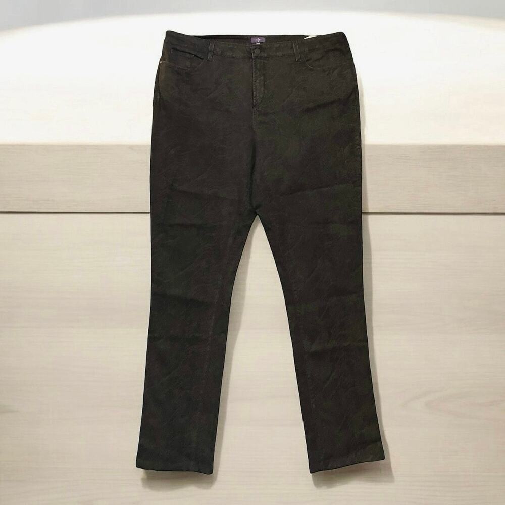 NYDJ Womens Black Snakeskin Print Hi-Rise Straight Leg 29" Inseam Jeans Size 24W